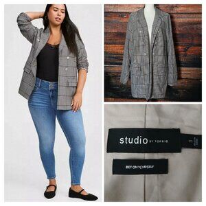 Torrid Studio Blazer Jacket Size 3 3X Houndstooth Plaid Ponte Relaxed